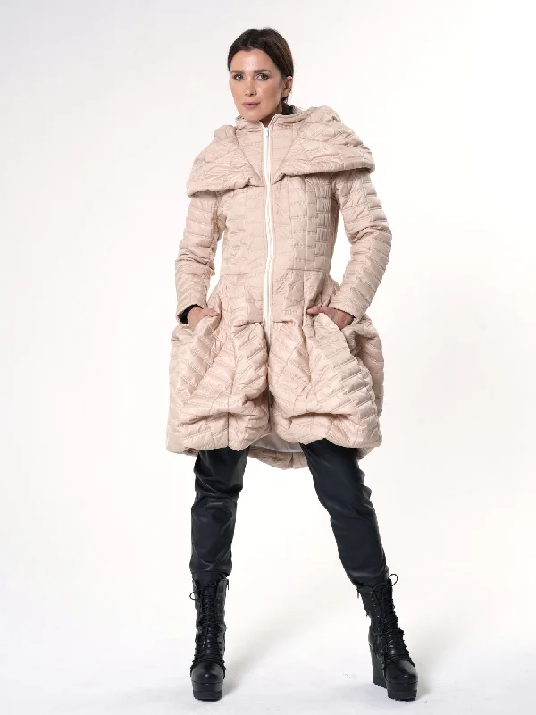 Puffer Coat With Large Collar