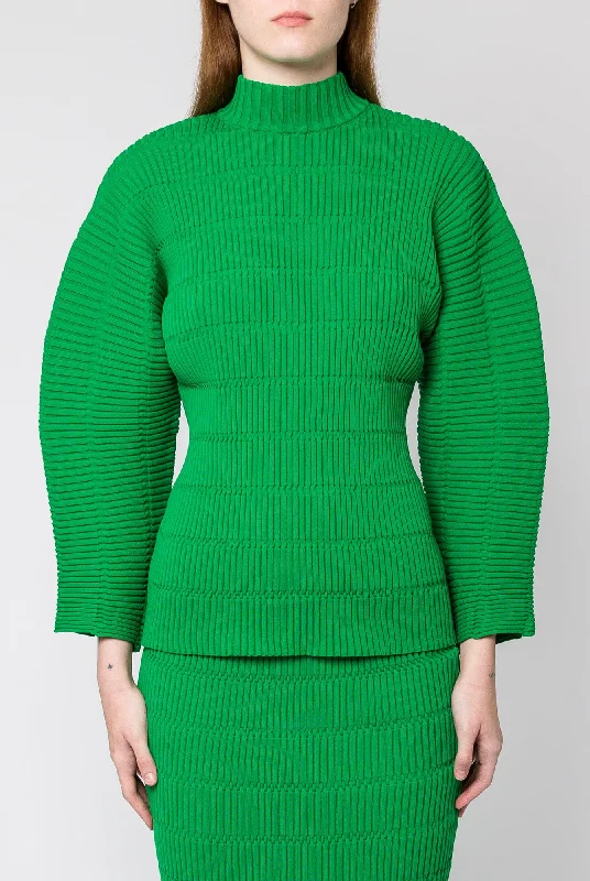 Pleats Please Issey Miyake Jiggly Knit Top in Green