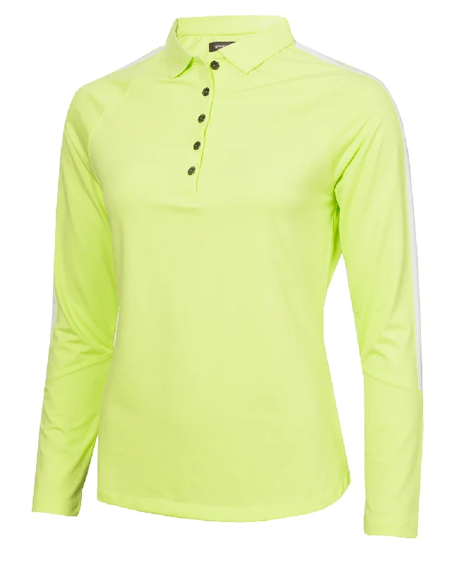 SIZE 16 - GREEN LAMB Mara Long Sleeve Polo 047 Soft Lime/White British Gentlewoman Style