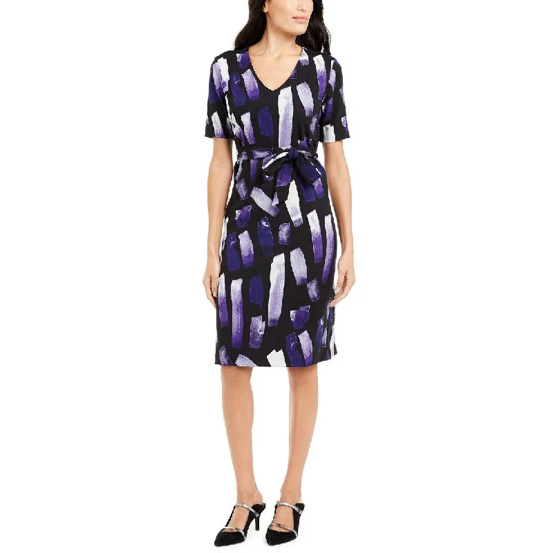 Alfani Women's Printed Tie-Waist Dress Purple Size Extra Large