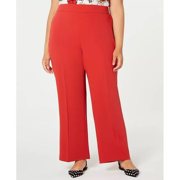 Bar III Women's Trendy Plus Size Flare-Bottom Pants Wine Size 3X