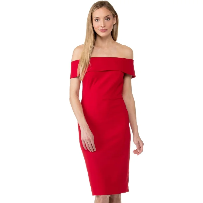 Calvin Klein Women's Off-The-Shoulder Sheath Dress Medium Red Size 8