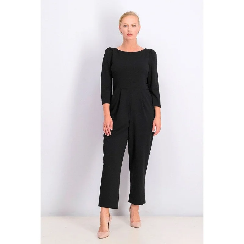 Calvin Klein Women's Puff Shoulder Cropped Jumpsuit Black Size 4