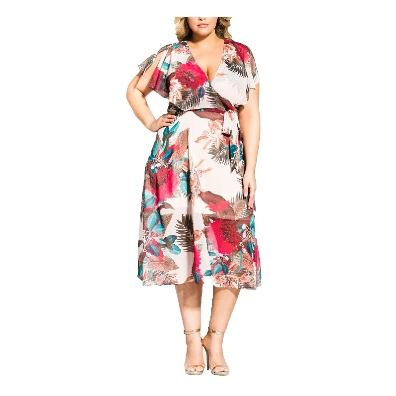 City Chic Women's Floral Casual Midi Dress Size Extra Large - Multi - X-Large