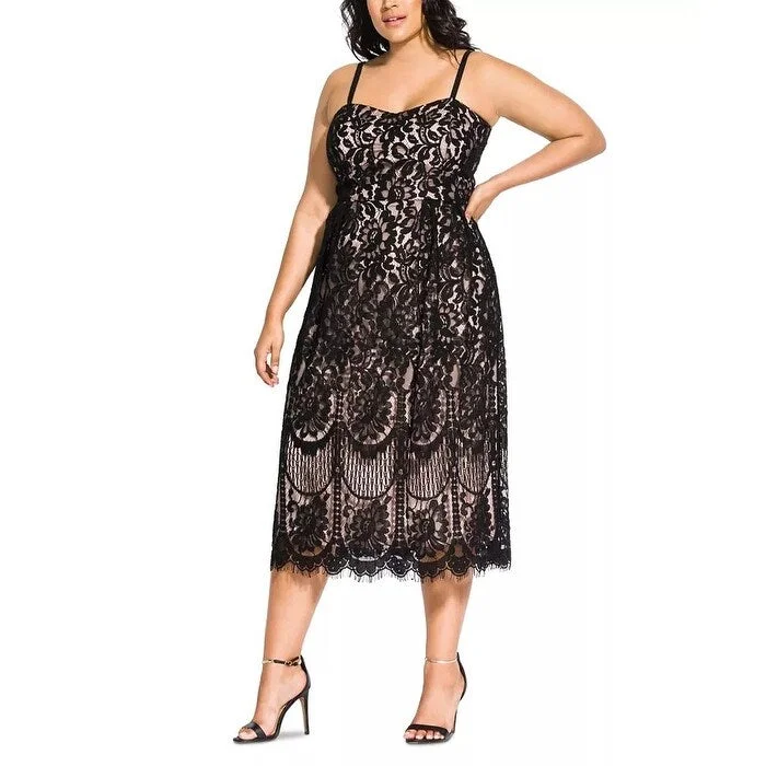 City Chic Women's Plus Size Sweet Darling Lace Cocktail Dress Black Size 22W