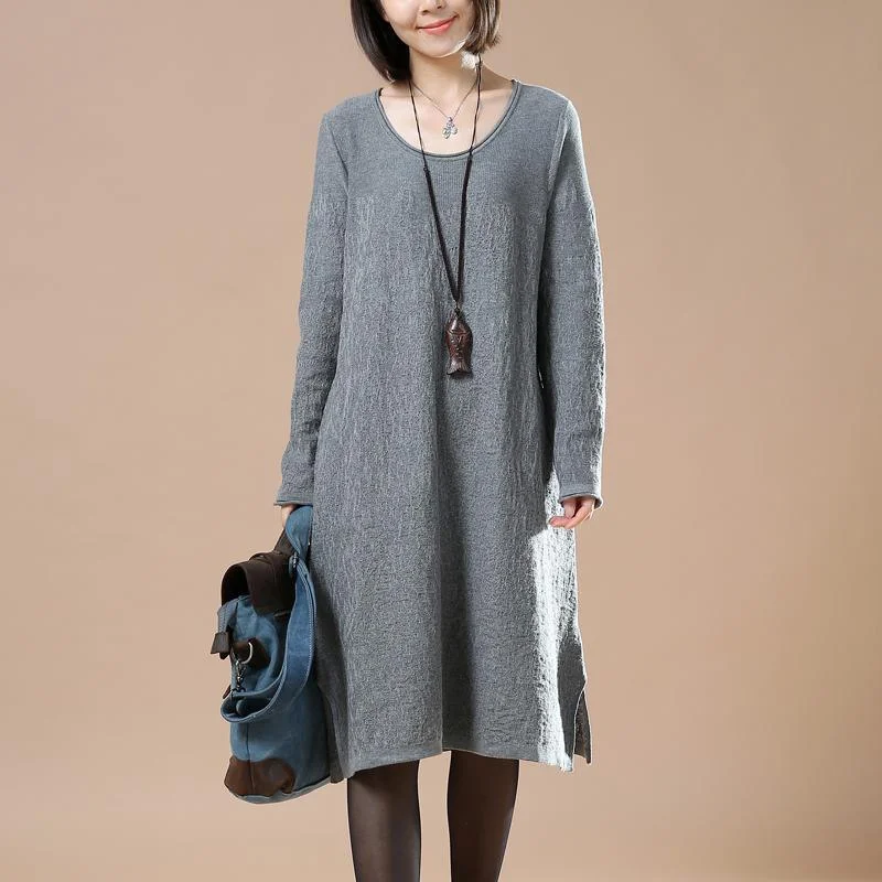 Gray loose sweater dresses oversize sweaters blouses