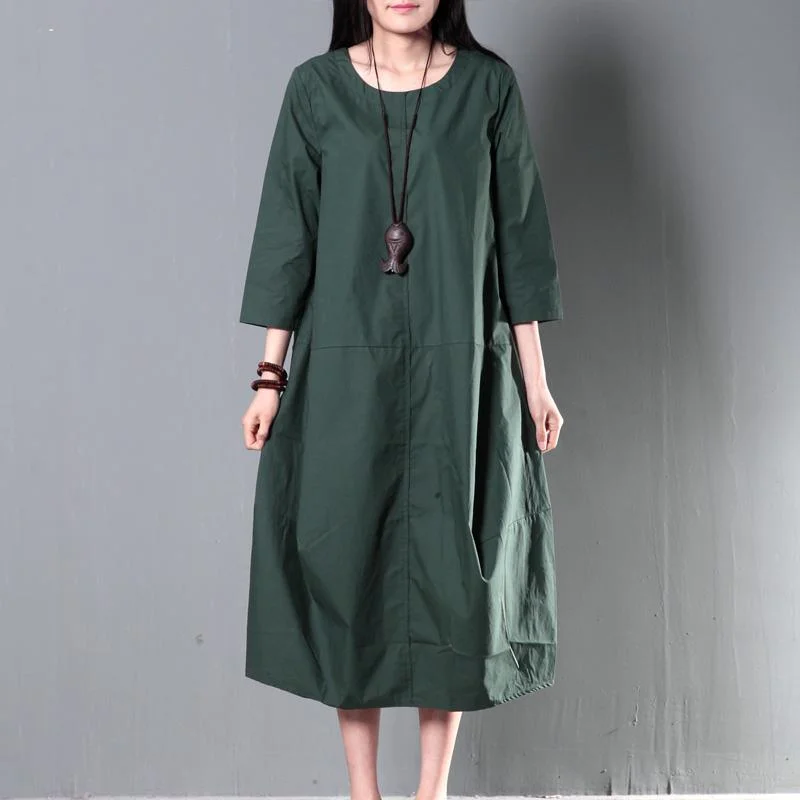 Green plus size cotton sundress summer maxi dresses causal traveling dresses