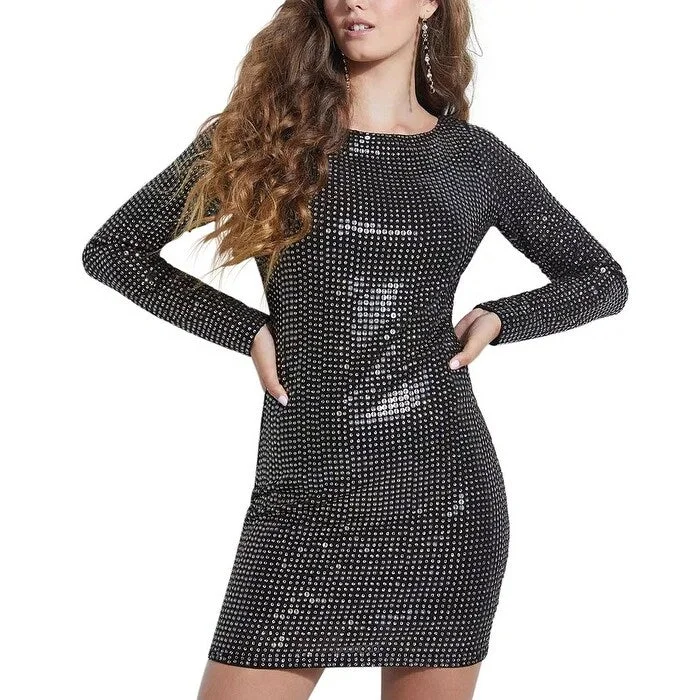 Guess Women's Beatriz Backless Sequin Dress Black Size Small