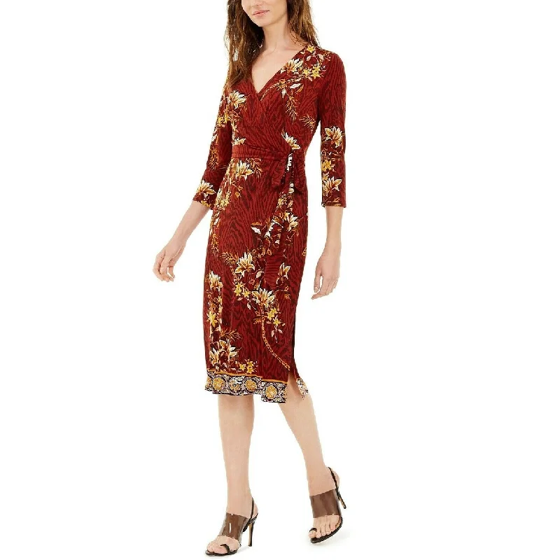 INC International Concepts Women's Paisley Wrap Dress Red Size Medium