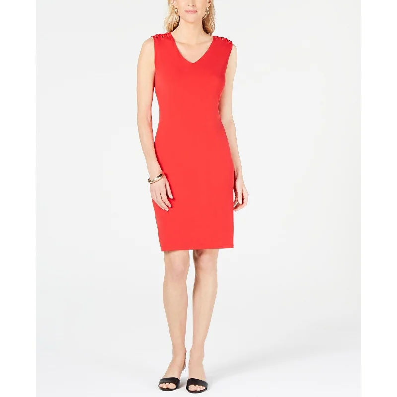 JM Collection Women's Collection Laced-Shoulder Dress Red Size Petite Small