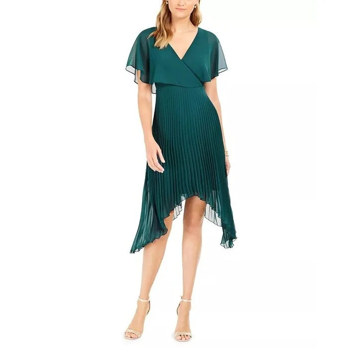 Kensie Women's Chiffon Pleated Dress Green Size 6