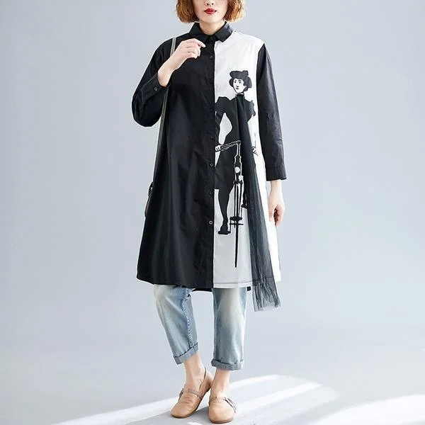 long sleeve plus size cotton linen vintage women casual loose midi autumn elegant party shirt dress clothes