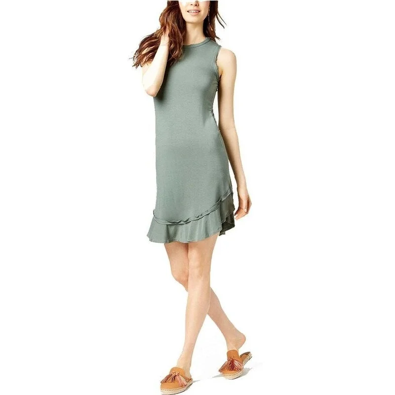 Maison Jules Ruffled-Hem A-Line Dress New Pale Sage Size Small - Green