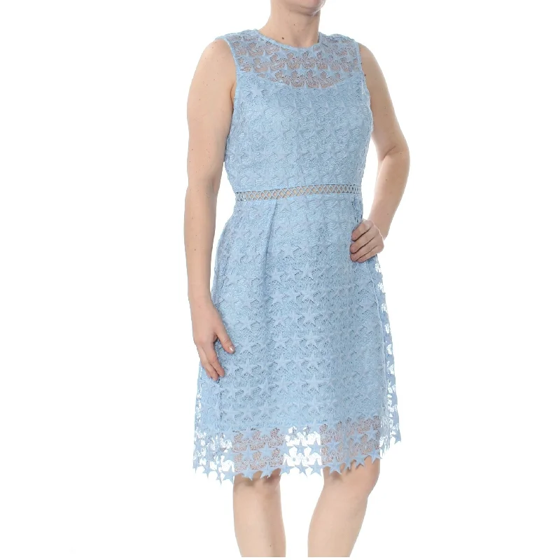 Maison Jules Star-Pattern Lace Fit Flare Light French Blue Size 4