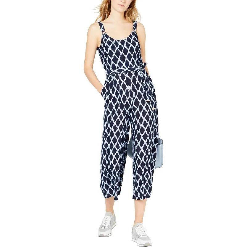 Michael Kors Women's Knit Printed Jumpsuit Blue Size Extra Small - X-Small