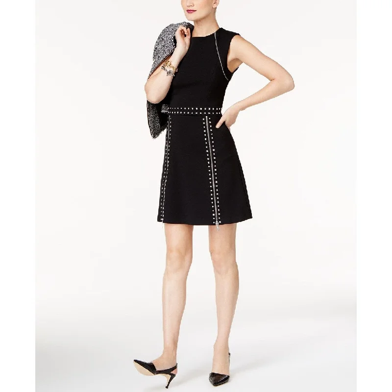 Michael Kors Women's Studded Zippered Dress Black Size Extra Small - X-Small