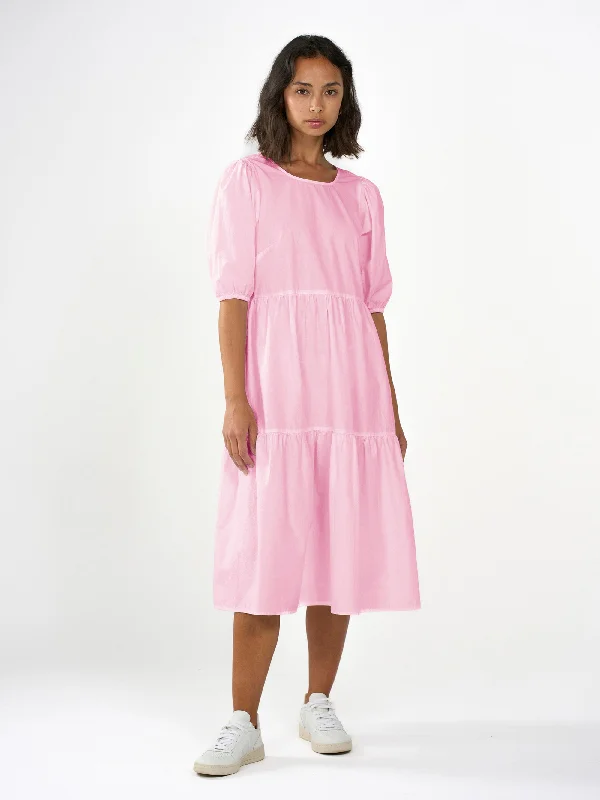 Puff sleeve poplin dress - Parfait Pink