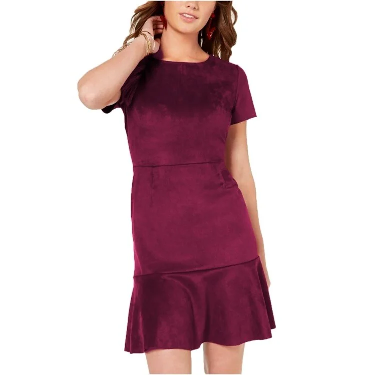 Rosie Harlow Women's Faux Suede Sheath Dress Burgundy Size Large