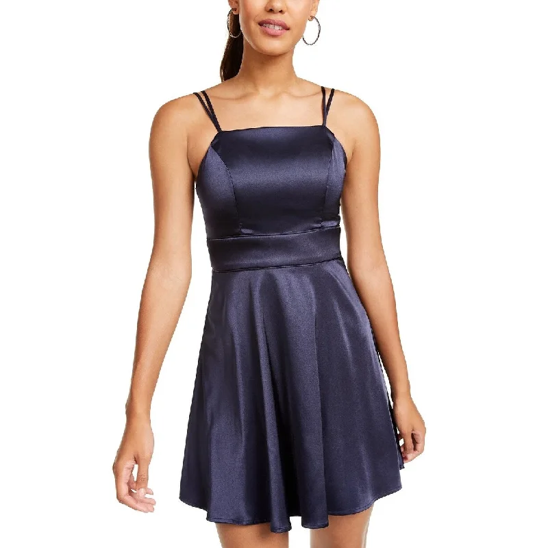 Sequin Hearts Juniors' Satin Fit & Flare Dress Navy Size 9