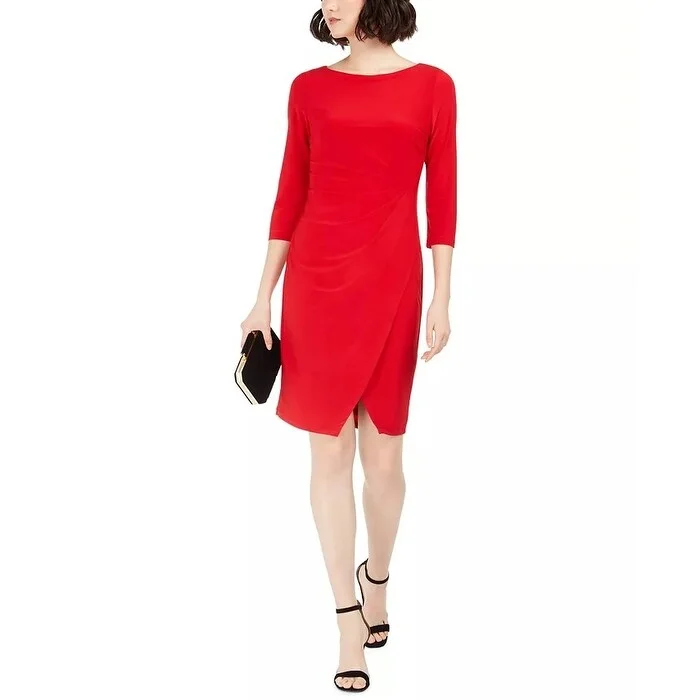 Taylor Women's Draped Jersey Dress Red Size 6