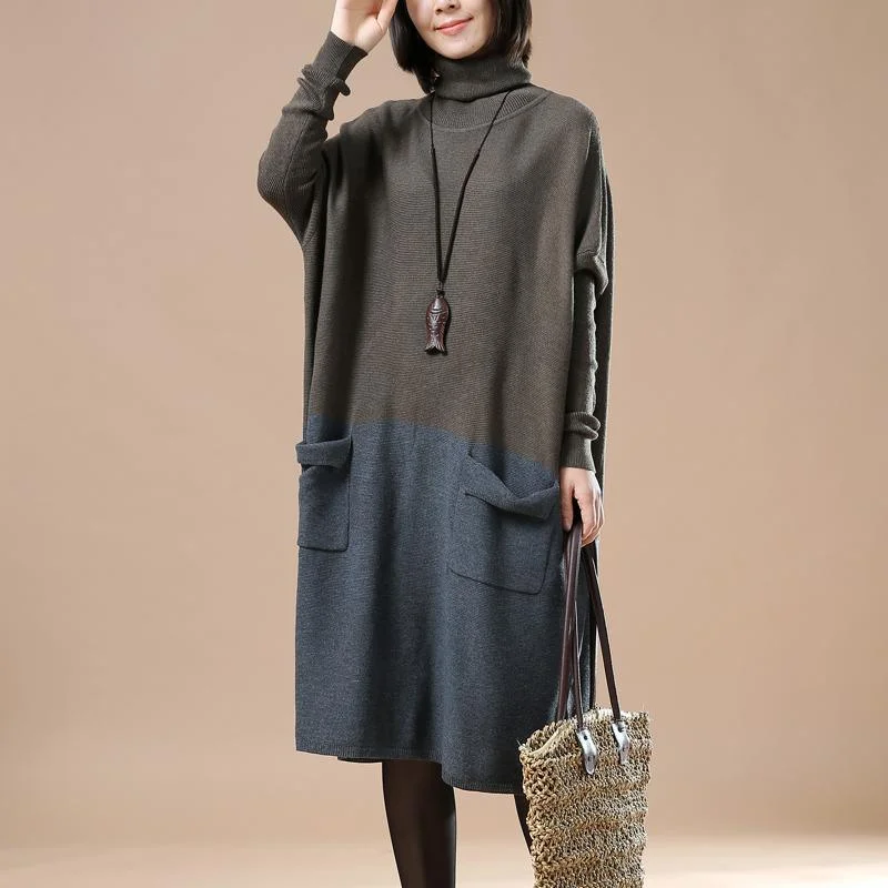 Tea green baggy plus size sweaters winter dresses oversize