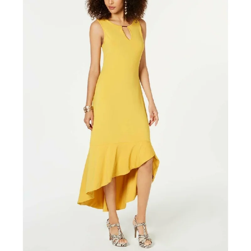 Thalia Sodi Women's Flounce-Hem Maxi Dress Yellow Size Medium