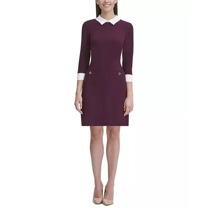 Tommy Hilfiger Women's Collared Shift Dress Purple Size 8