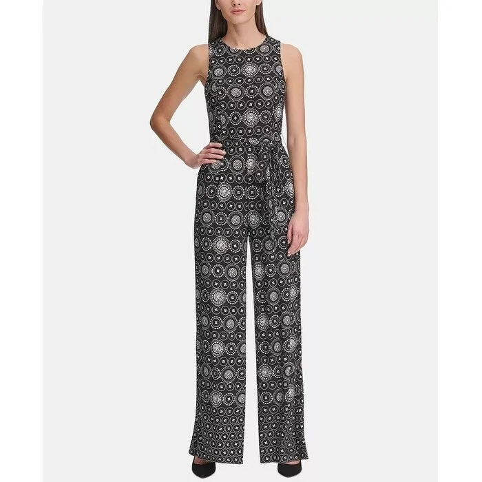 Tommy Hilfiger Women's Printed Jersey Jumpsuit Grey Size 14