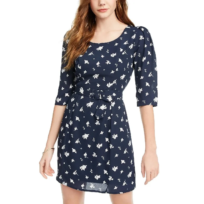 Trixxi Junior's Floral A Line Dress Navy Size Medium