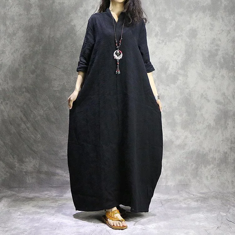 Unique jacquard cotton Soft Surroundings Fashion Wardrobes black loose Dress spring